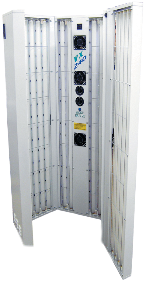 Vertical stand up sunbed